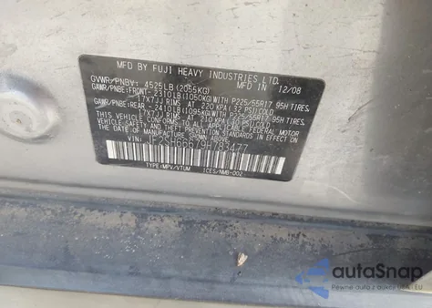 2009 Subaru Forester 2.5Xt Limited z USA, uszkodzony, nr VIN JF2SH66679H783477